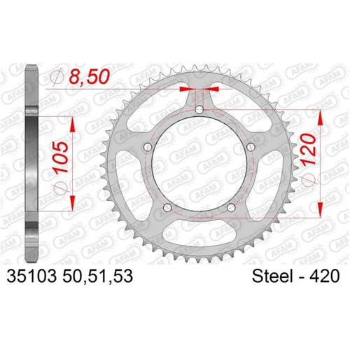 Stahl kettenrad afam 420 51z - stahl-kettenrad,